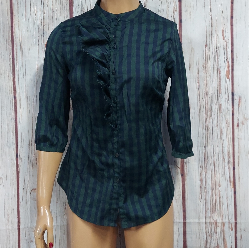 Converse Ruffled Striped Button Down Top - Picture 8 of 17